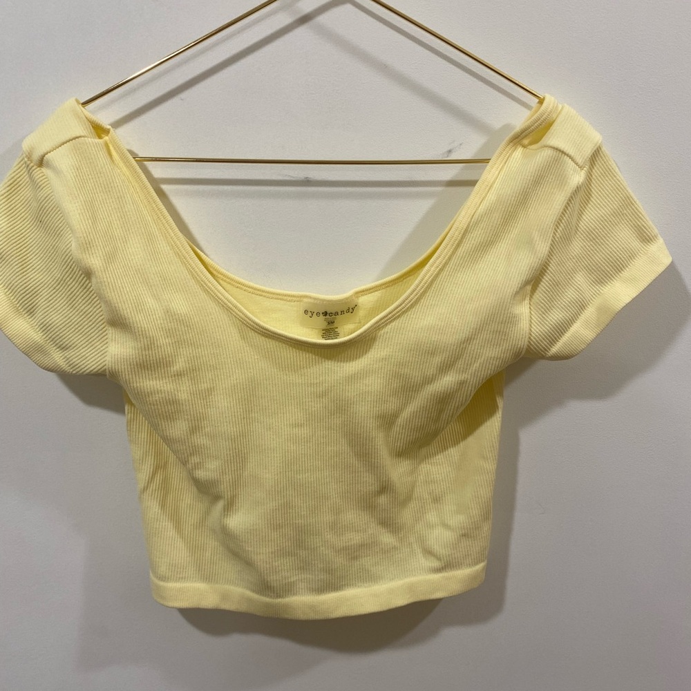 Eye Candy Light Yellow Ribbed Crop Top